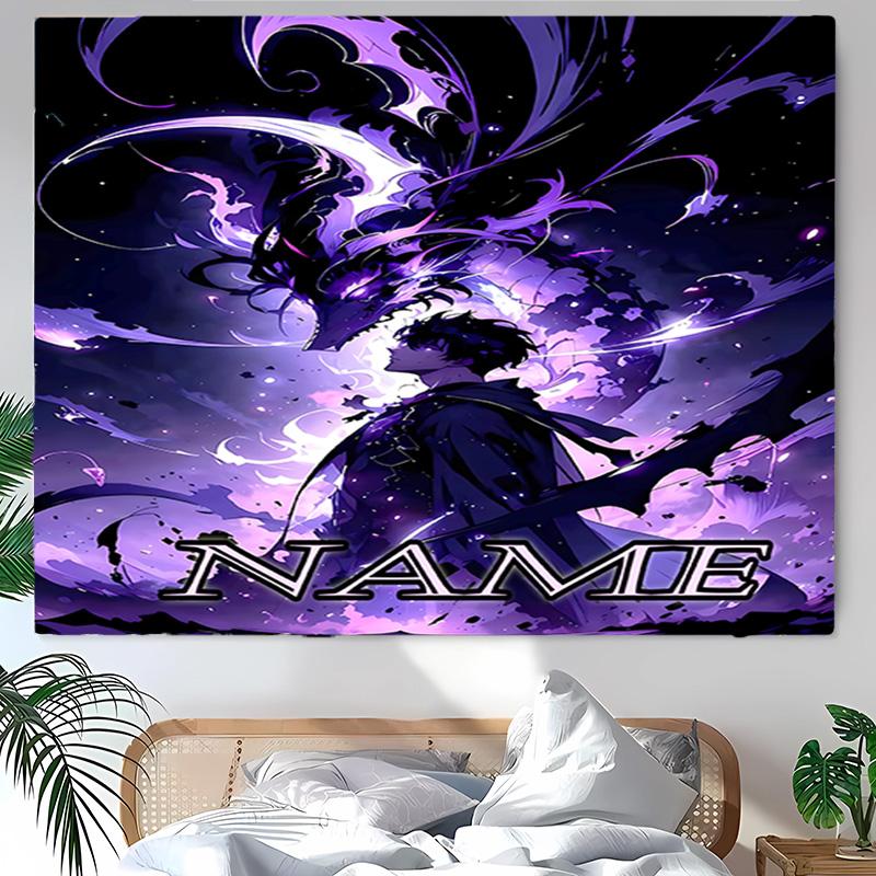 Personalized Solo Leveling Background Tapestry,Custom Name Birthday Party,Multifunctional Wall Decoration for Home Decor,Various Occasions