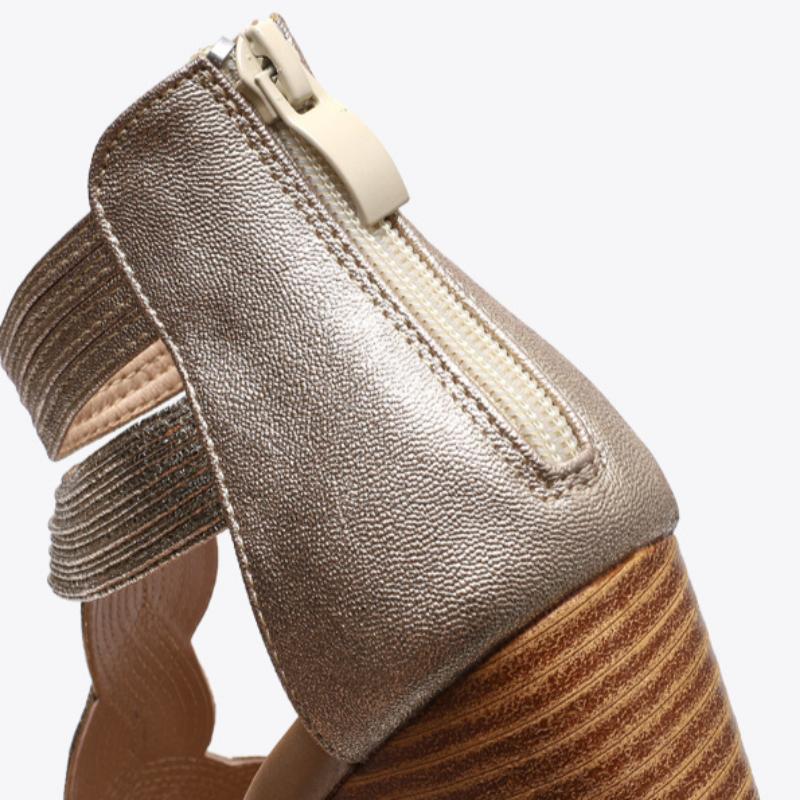 Женские босоножки на танкетке, летние европейские и американские, тонкие римские туфли с молнией сзади