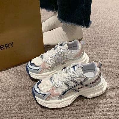 Туфли на платформе для папы, женские, новинка 2025 года, весна-лето, дышащая сетка, для студентов, бег, жареные, уличные, легкие, повседневные, спортивные туфли