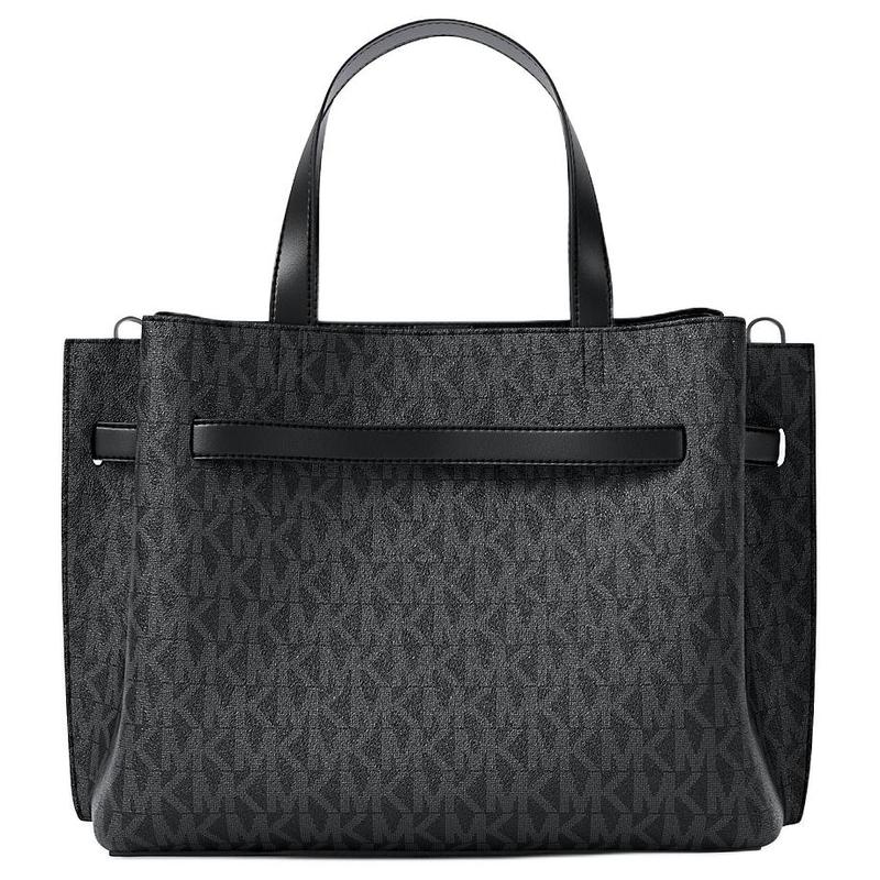 Michael Kors Эмилия логотип принт покрытие холст сумка через плечо сумка-тоут маленькая женская черная