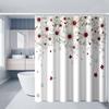 1pc Simple Fashion White Flower Pattern Printed Shower Curtain, Polyester Fabric with Hooks, Simple Style Window And Wall Bathtu