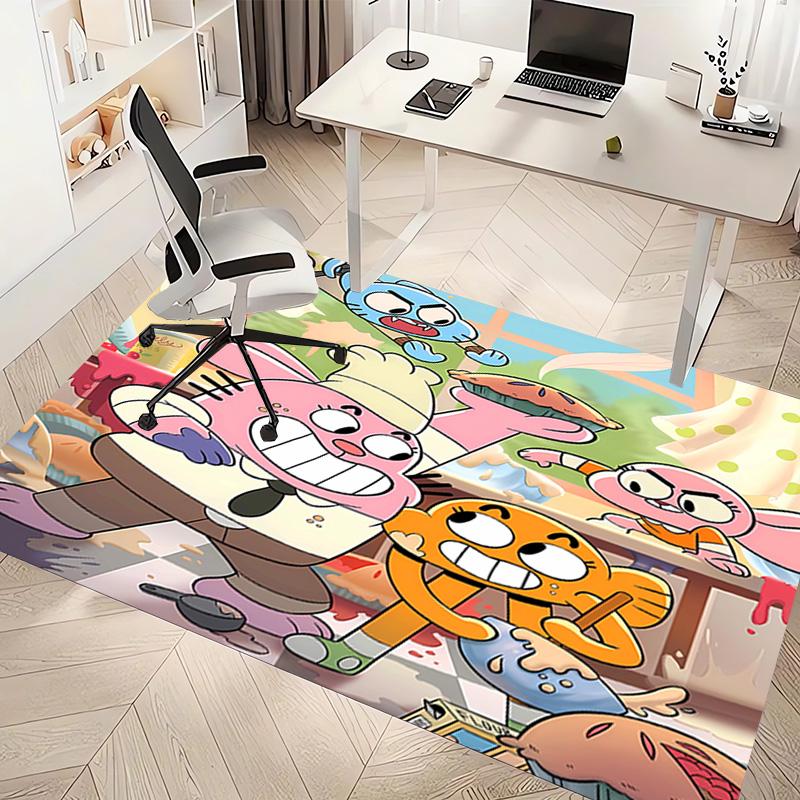 1pc The Amazing World of Gumball Print Area Rug - Soft, Washable Non-Slip Indoor Mat, Living Room, Home Office Decorative Rug,Office Decorative