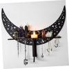 Wood Moon Phase Wall Mounted Display Rack for Crystals and Jewelry Aesthetic Home Decor Shelf with Hooks for Stones and Accessories