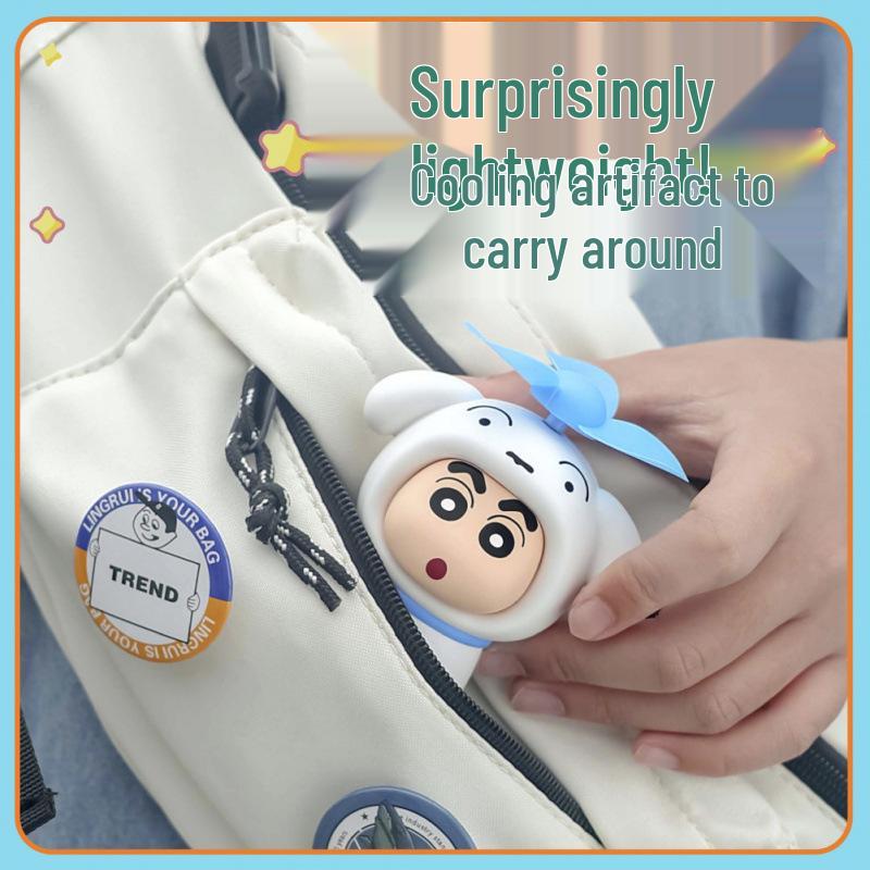 Shiro Mini USB Rechargeable Fan - Cute Crayon Shin-chan Ornament for Kids and Students