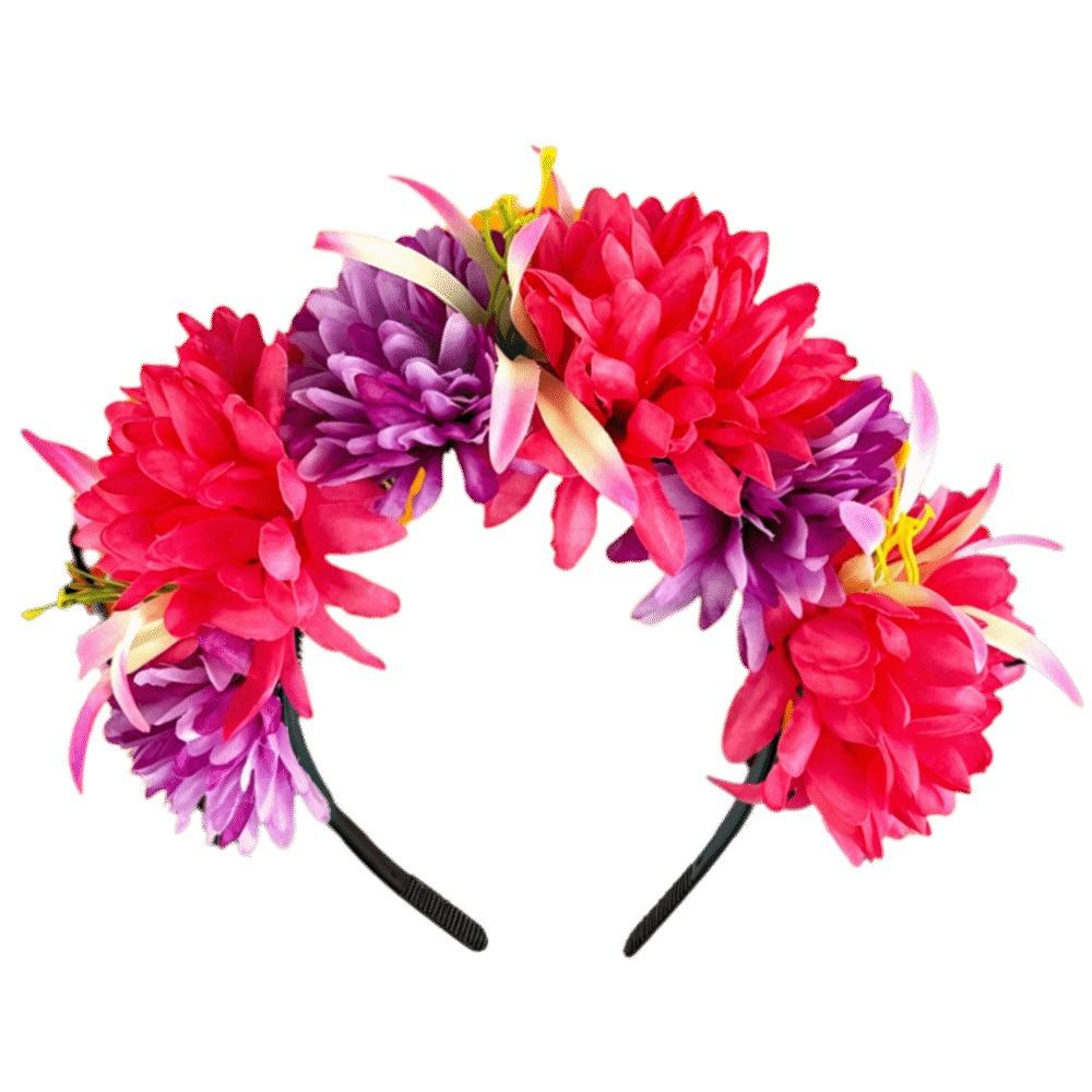 Bright Artificial Marigold Flower Headband Vivid Faux Marigold Floral Headpiece Holiday Gathering