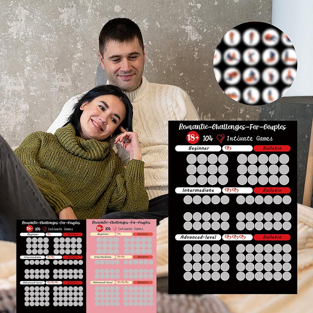 Scratch Lottery Poster 100 Positions Challenge Scratch Lottery Poster Couple Gift