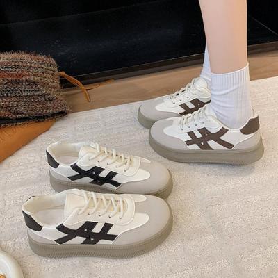 Обувь в стиле колледж, ретро-цвета, осенняя новинка, сочетание цветов, универсальная белая обувь, студенческая, с круглым носком, повседневная