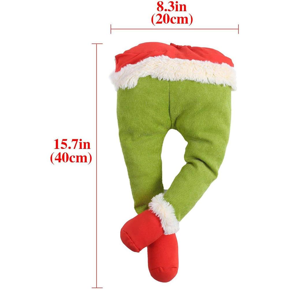 Christmas Elf Leg Decoration Xmas Tree Decoration Props Santa Claus Green Artificial Leg Children's Gift Christmas Home Decor
