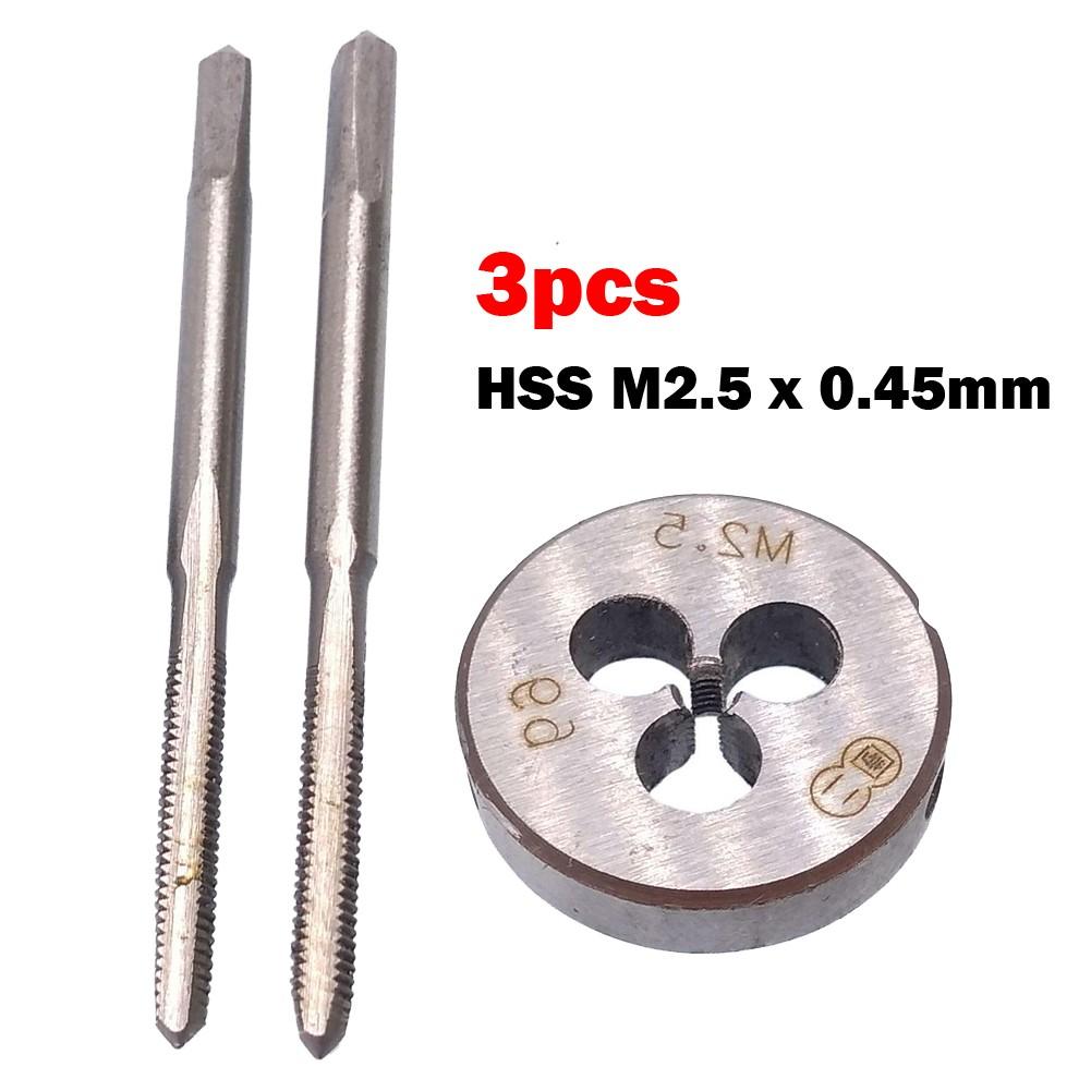 HSS M2.5 x 0.45 мм конический и пробковый метчик и M2.5 x 0.45 мм плашка метрическая резьба правая