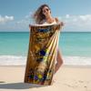 proof beach towel with Golden State Warriors logo pattern - soft,absorbent,quick-drying,machine washable - perfect for swimming,camping,bathing