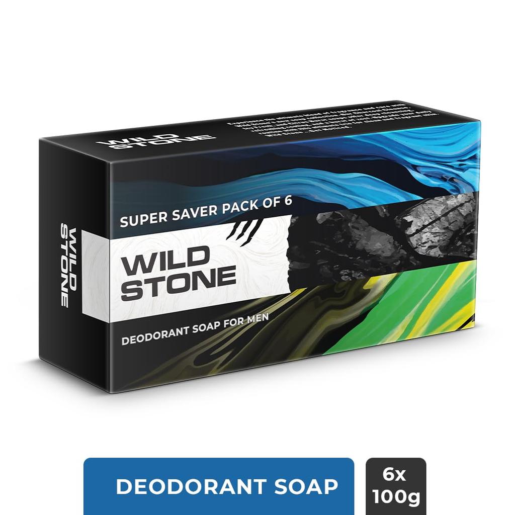 Мыло для ванны Wild Stone Citrus Burst, Icy Fresh и Charcoal Cleanse, (Упаковка из 6 штук, по 100 г каждая)