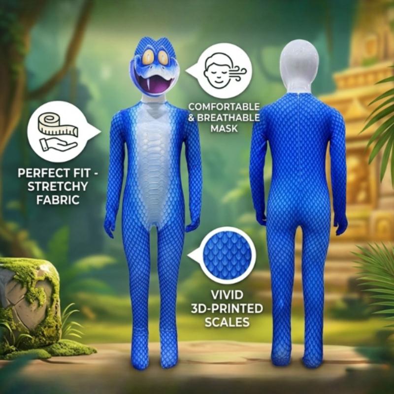 Cartoon Snake Cosplay Costume Tight Printing Jumpsuit Stage Performance Outfits Daily Comic con Clothes Snake Image Dress Up