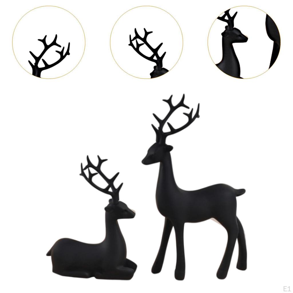 2 шт. Статуя черного оленя, настольное украшение, коллекционные предметы, скульптура животного, фигурка оленя из смолы для