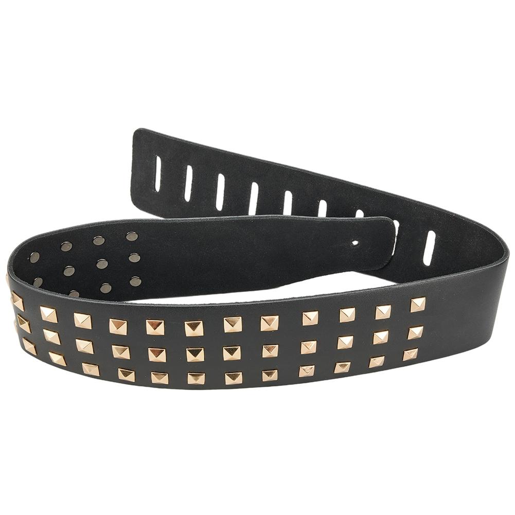 Черная кожаная электрогитара ручной работы, с заклепками PIKE, регулируемый ремень