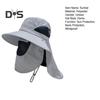 Unisex Sun Hat with Face Front Cover Face Neck Protection Hollow Mesh Windproof Fixed Strap Anti-UV Foldable Sunscreen Breathable Gardening Fishing