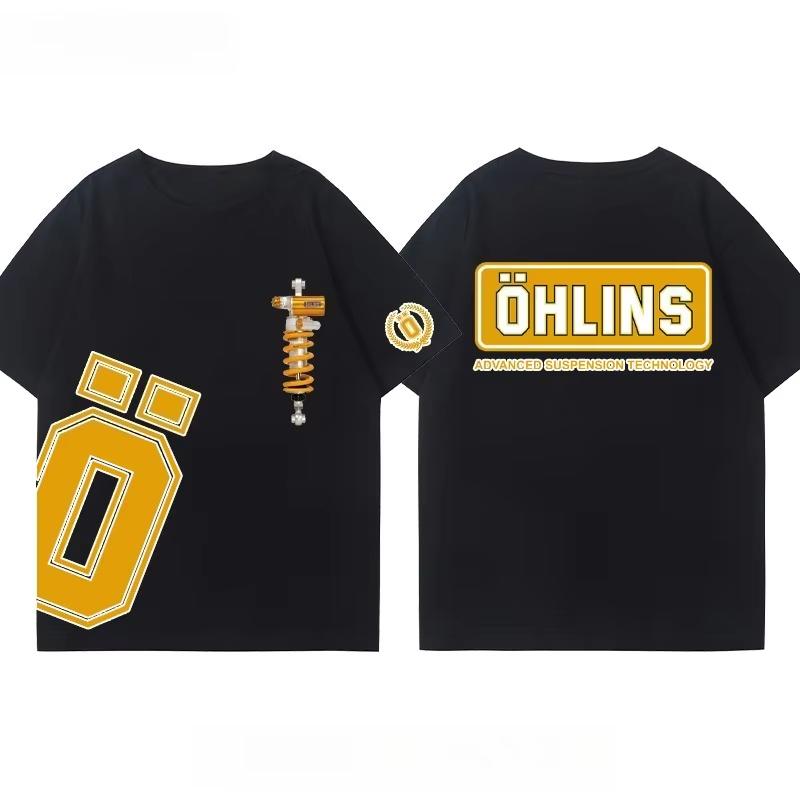 Ohlins Motorcycle Shock Absorber Modified Tshirt Clothes Casual Trendy Brand Unisexs Unisexs Car Club Crew Neck Shortsleeved Top