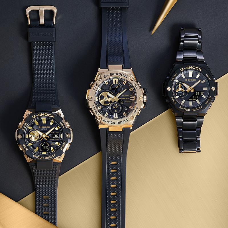Casio Серия G-STEEL - Дисковый двойной дисплей Золотой Век Металл Солнечный Углеродный сердечник Спортивные часы Кварцевый механизм Ремешок из смолы Японский и GST-B500BD-1A9PFT