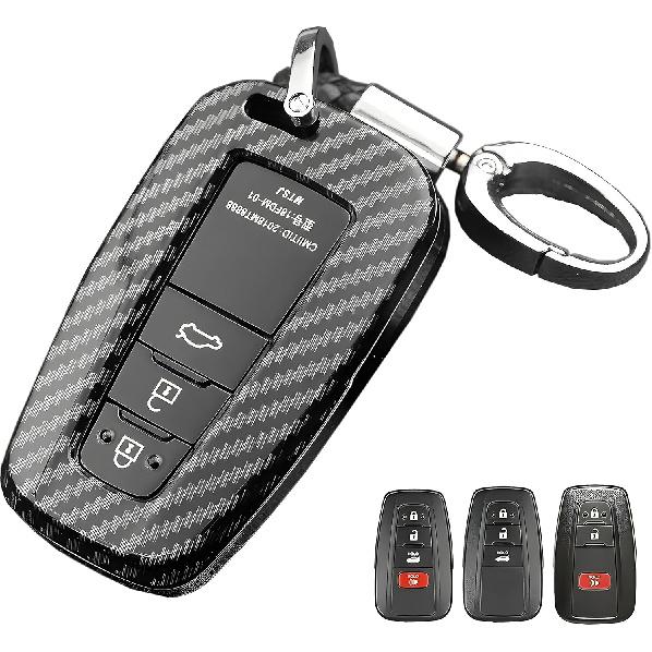 For Toyota Key Fob Cover, ABS carbon fiber pattern Key Fob Case Fit for 2017-2021 2022 2023 Toyota Corolla Camry RAV4 Highlander 4Runner Prius CH-R