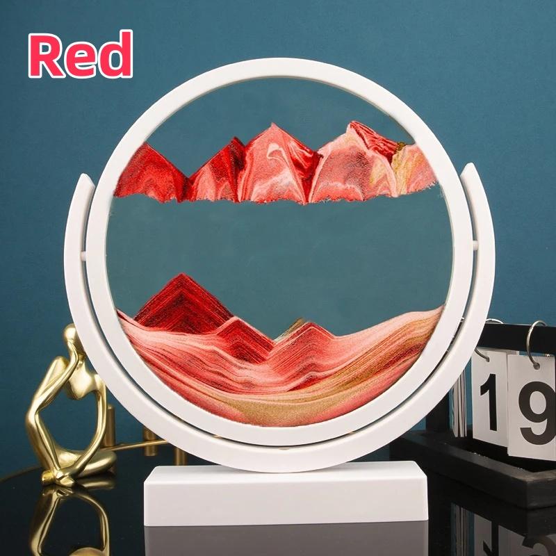 3D движущаяся картина из песка Песочные часы Белая рамка вращающееся круглое стекло Глубокий морской песчаный пейзаж Зыбучие пески Песочные часы для дома Декор Подарки