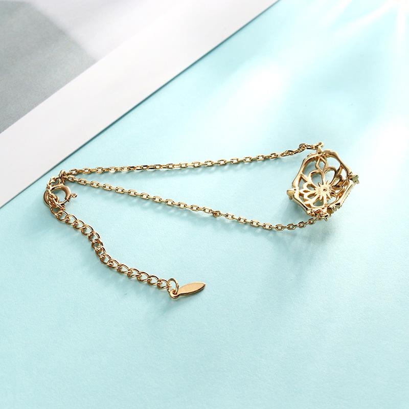S925 Sterling Silver Gold-plated Zircon Japanese and Korean Version Retro Simple Lace Bracelet for Women