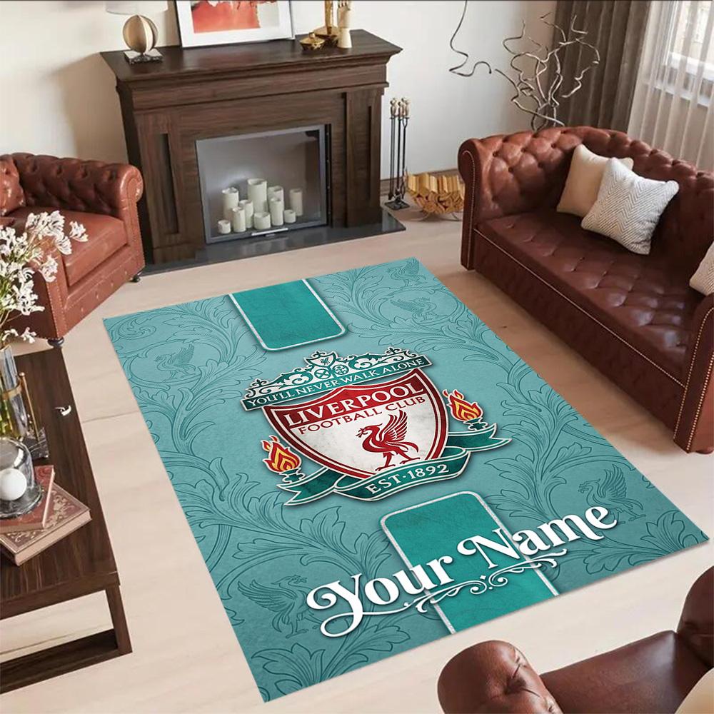 Liverpool Fc Personalized Text Area Rug Design For Bedrooms Kitchen Outdoor Playrooms Antislip Rug Office Home Decor Perfect Gift For Womenmen