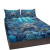 Sea Turtle Pattern 3-Piece Bedding Set With 2 Pillowcases For Living Room And Bedroom (Ocean World, Room, Decoration)