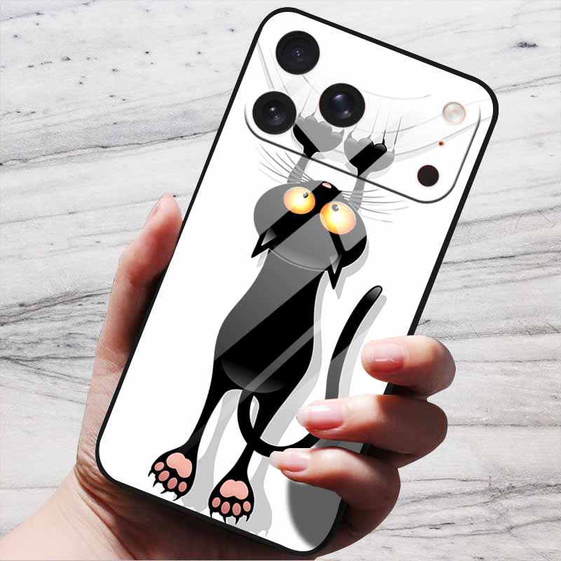 Cartoon Patterns Case For iPhone 17 Pro Plus Capa 17 Pro Max Bumper Luxury Tempered Glass Hard Back Cover iPhone17 Air Funda
