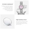 Women Elegant Dress Wrist Watch Steel Band Ladies Quartz Watch Zircon Bezel Mother‑of‑Pearl Dial Waterproof Calendar
