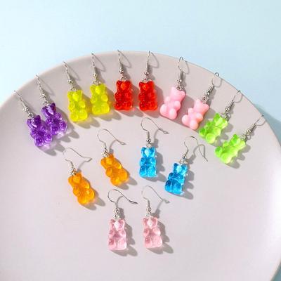 Милые серьги-капли с медведем из смолы для женских украшений, милые разноцветные серьги высокого качества Brinco, модный подарок