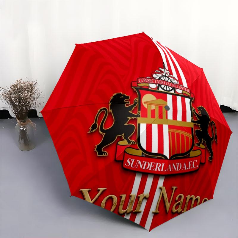 1 PC Automatic Folding Umbrella - Sunderland A.F Custom Name Pattern, Portable & Foldable Design with 8 Ribs, Christmas Birthday Gifts