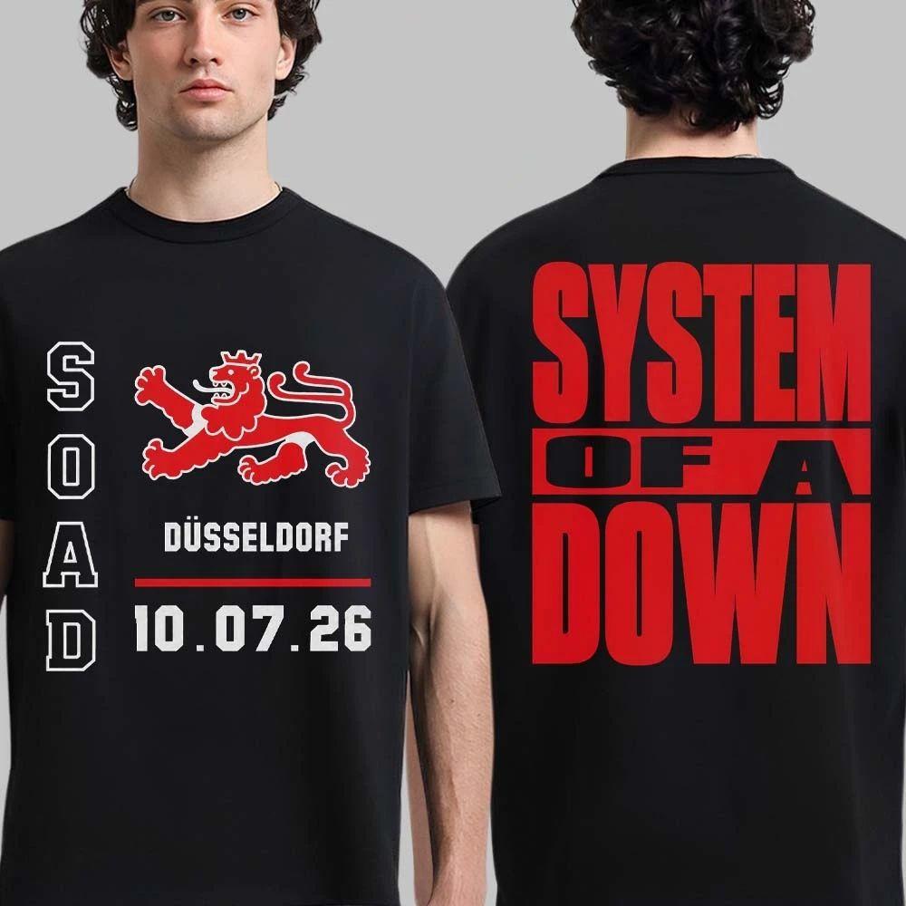 System of A Down SOAD Дюссельдорф Германия 2026 Тур Графическая Футболка 100% Хлопок Мужская Женская Y2k Популярная Свободная Повседневная Футболка