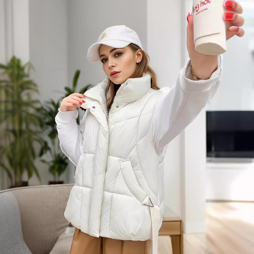 GMXIA Женские винтажные повседневные однотонные принтованные осенне-зимние куртки-стойки без рукавов и пальто