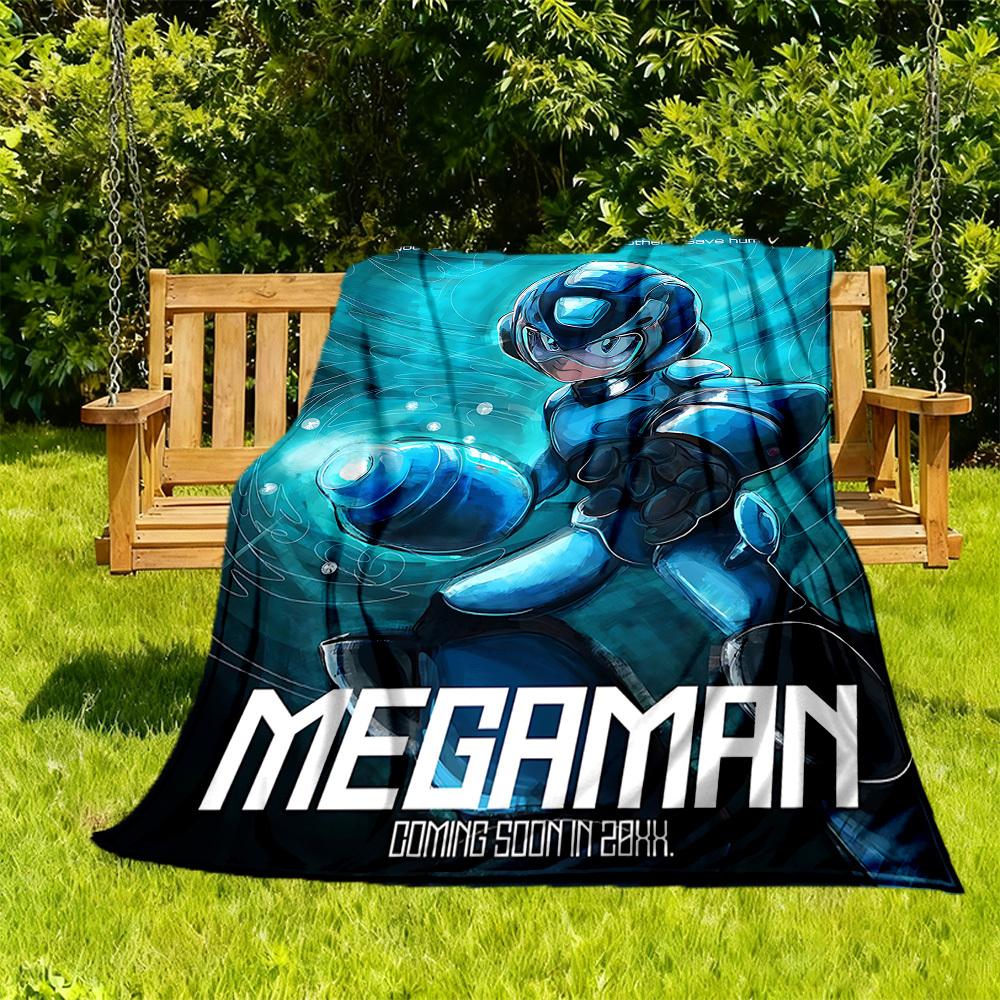 1PC Megaman, Robot Outdoor Blanket Lightweight Flannel, Soft & Warm, All-Season Use for Sofa, Outdoor, Camping, Living Room, Office59
