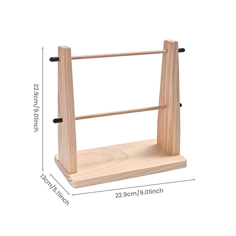 1PC Wooden DIY Craft Yarn Ball Stand Yarn Dispenser Solid Wood Dual Rotating Design for Crocheting Knitting Rotatable Yarn Holder