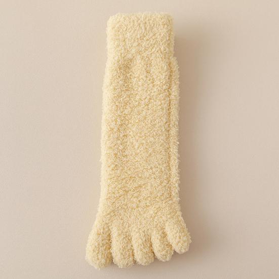 Yousheng 1 Pair Women Coral Fleece Toe Socks Autumn Winter Fuzzy Thick Warm Thermal Mid-calf Socks Soft Fluffy Home Sleeping Slipper Floor Socks