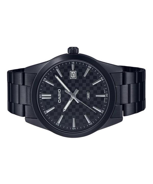 Casio Стандартные аналоговые кварцевые мужские часы из нержавеющей стали с черным ионным покрытием и черным циферблатом MTP-VD03B-1A