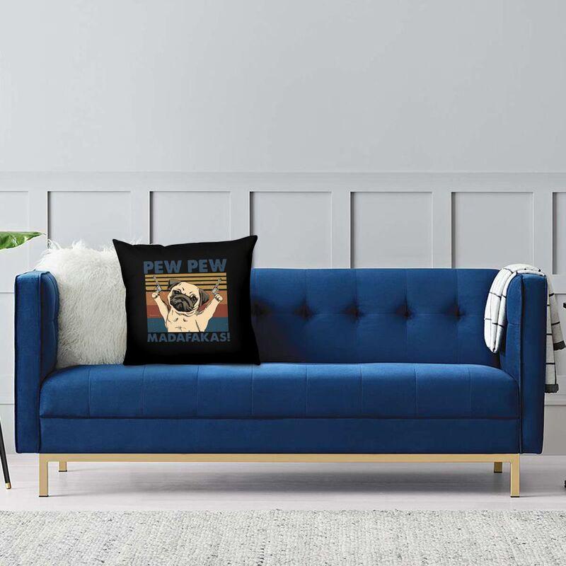 Custom Pug Dog Pew Pew Madafakas Throw Pillow Case Home Decoration Modern Cushion Cover Velvet Pillowcase