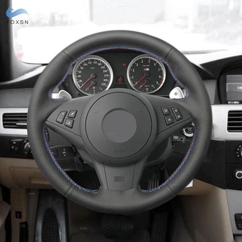 Автомобильный чехол на руль с кожаной отделкой для BMW 5 6 серии E60 E61 Touring 545i 550i E63 Coupe E64 630i 650i 03-10 красный синий