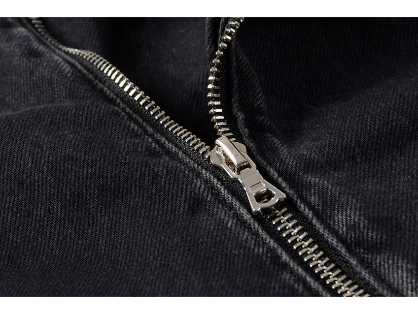 Мужская джинсовая куртка в панк-стиле с асимметричной молнией, приталенного кроя, в американском мотоциклетном стиле