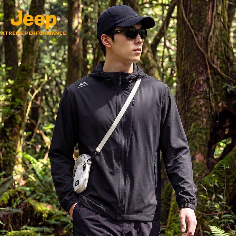 Jeep Унисекс летняя легкая куртка с капюшоном для защиты от солнца