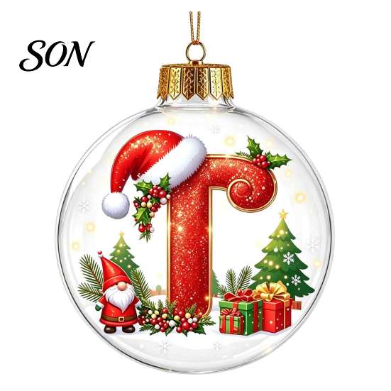 Winter Holiday Party Supplies 26?Letter Acrylic Christmas Ball Ornament, 3D Crystal Style Alphabet Ornaments for Home Hanging Pendant, Xmas
