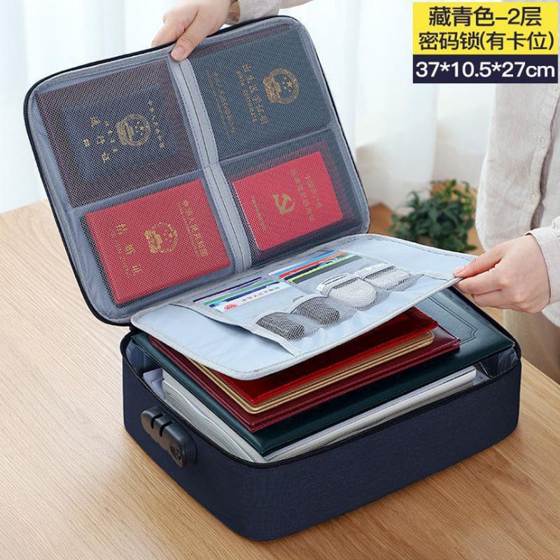 3Large Capacity Document Bag for Home Use, File Certificate Storage Bag, Multifunctional Password Lock Passport Holder Storage Pouch