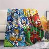 Hedgehog Sonic Print Flannel Blanket, Ultra Soft High Quality All Seasons Warm Throw, Home Decor Cozy Blanket, Perfect Christmas Gift