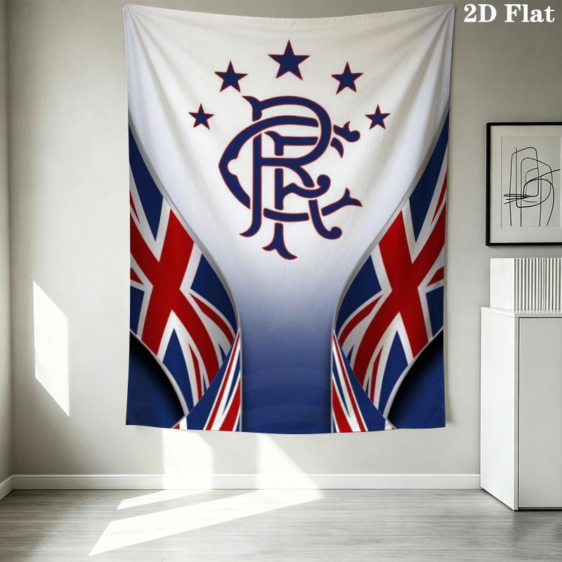 Rangers Fc Pattern Wall Tapestry Aesthetic Wall Hanging Printed Fabric Blanket Decorative Tapestries for Bedroom Living Room Home Decor