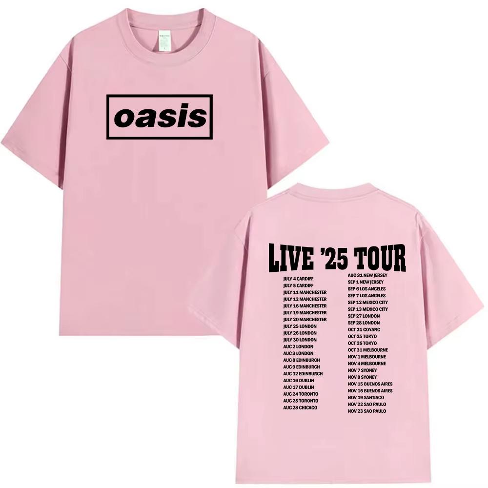 2025 Летние Футболки Тур O-Oasis Live Мужские Женские Повседневные Высококачественные 100% Чистый Хлопок С Принтом Дышащая Футболка Британский Y2k