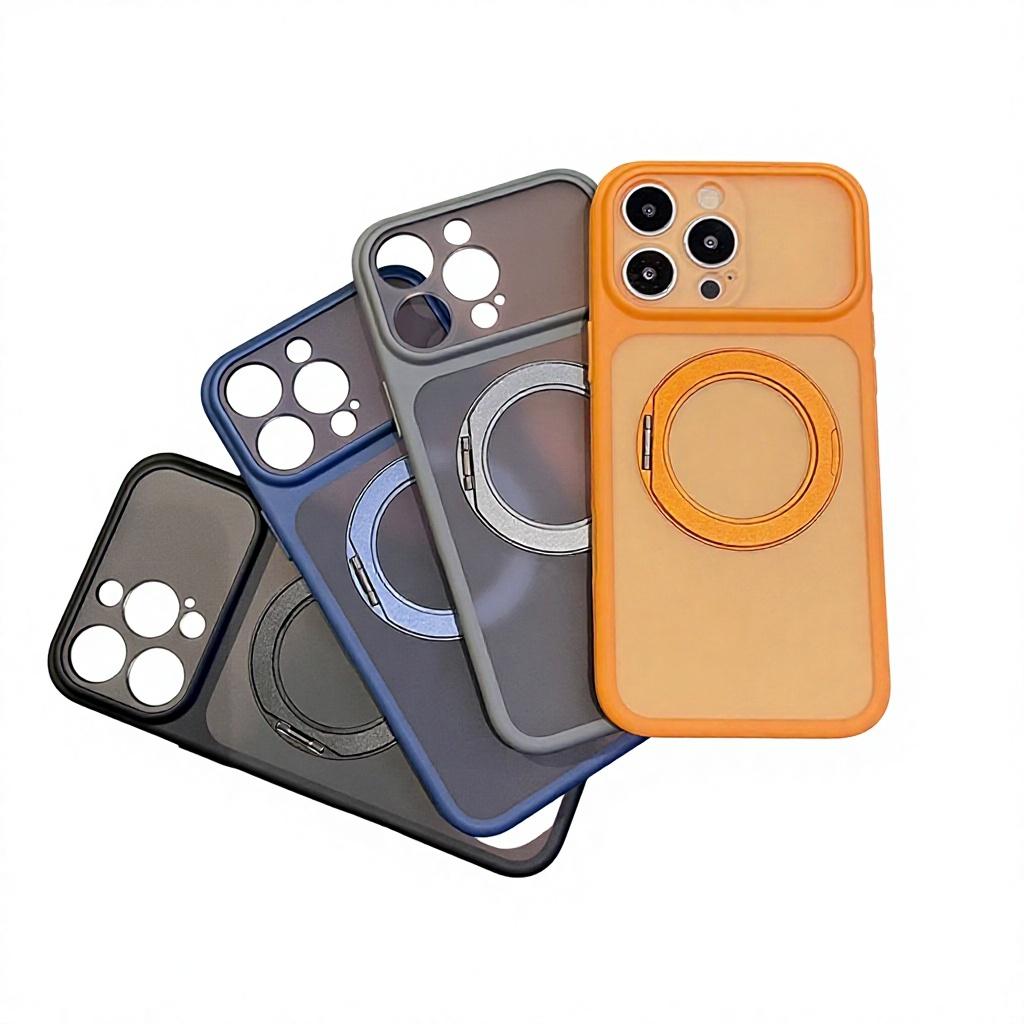 Rotating Bracket Magnetic Suction Acrylic Case for for 16/17 Pro Max Large-Hole Matte Ins Style Design