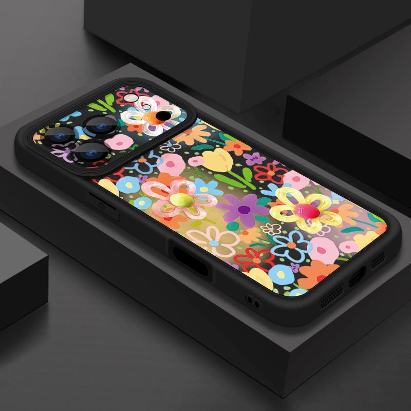 Чехол для телефона с мультяшными цветами для iPhone 17 Pro Max Air 16 15 Pro Max 14 13 12 Pro Max 11 Прозрачная мягкая задняя крышка из ТПУ