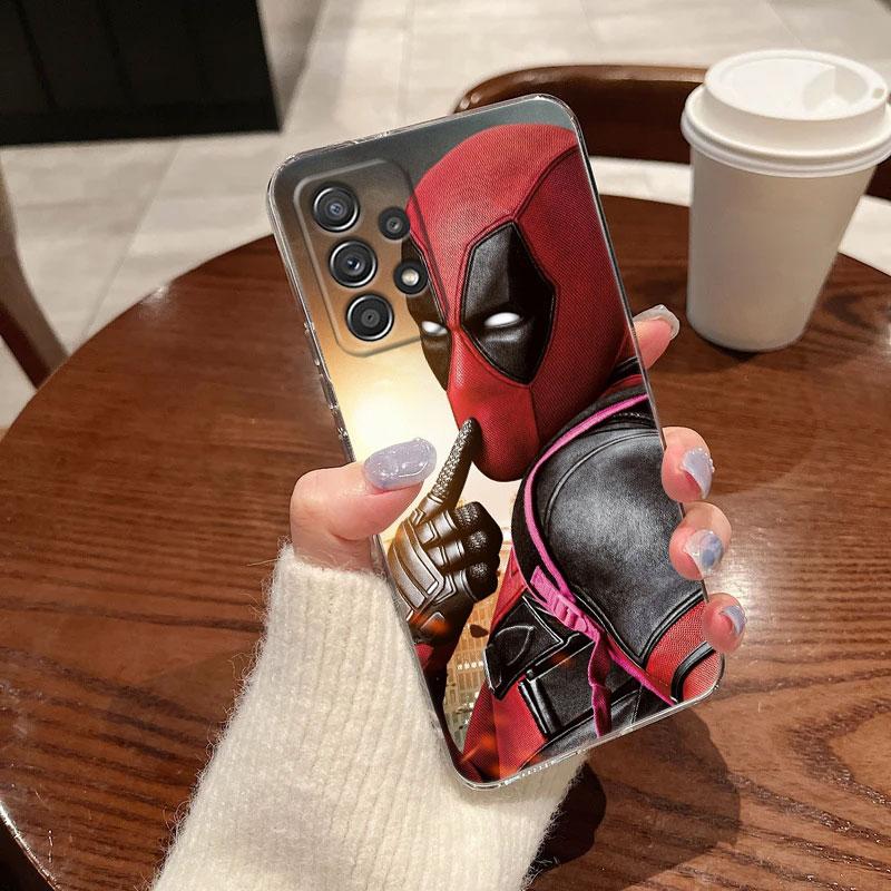 Marvel Дэдпул Смешной Прозрачный Чехол Для Samsung Galaxy A57 A37 A56 A36 A55 A54 A35 A26 A07 A17 A16 A06 A36 A15 Мягкий Чехол Дэдпула