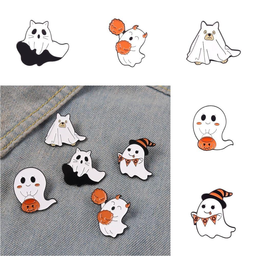 Zinc Zinc Alloy Halloween Ghost Brooches Enamel Halloween Brooches Ghost Enamel Pin  Gift for Kids