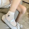 Female Summer Thin Model Lovely Bow Embroidery Hollow Out Mesh Socks